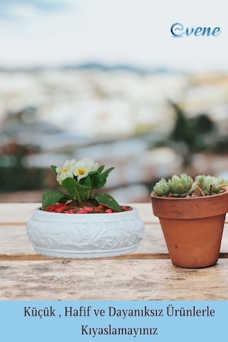 Çiçek Saksısı Beyaz Büyük Beton Saksı Model5 - Beyaz