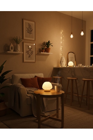 Elana Design Mumi Mantar Abajur - Abajur Ve Gece Lambası Bej