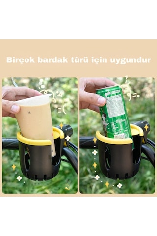 Techtic Bisiklet Bebek Arabası İçin Biberon Bardak Şişe Tutucu Siyah