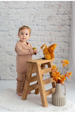 Zeyland Kız Bebek Nakışlı Kaşkorse Bluz Ve Pantolon Takım-Kıremıt Kiremit