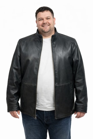 Viamod Leather Büyük Beden Erkek Hakiki Deri Ceket Siyah Hakim Yaka Premium Gerçek Deri Mont Üretici Garantili