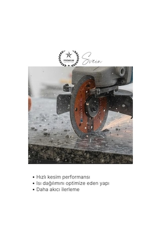 Elmastestere 115 Mm Turbo Elmas Kesim Diski Spiral Uyumlu Beton Seramik Mermer Taş Granit Fayans