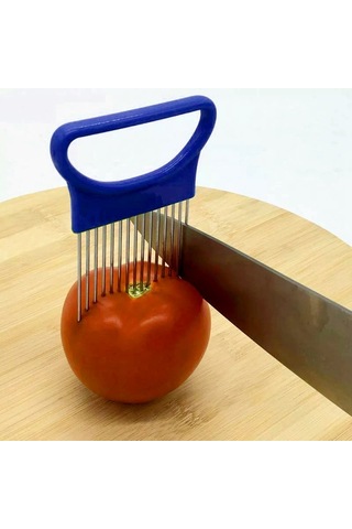 Cbtx Paslanmaz Çelik Sebze Soğan Kesici Tutucu Et İğnesi Mutfak Aletleri Mavi
