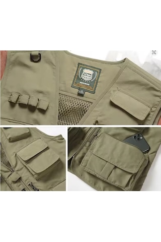 Halbart Örgü Çok Cepli Unisex Spor Balıkçılık Yeleği Fotoğrafçılık İş Kıyafetleri Rahat Kargo Yelek Beden Xl Siyah