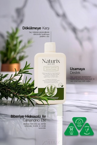 Biberiye Şampuanı Tuzsuz, Dökülme Karşıtı Ve Saç Uzamasını Destekleyici Bakım - 450 Ml Dökülen