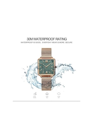 Novahub Gold Line Gümüş Kuvars Kadın Saatler, Japonya Hareketi, Yeşil Kadran, Kare Kasa, Moda Kol Saati Gümüş