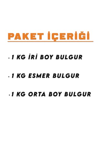 İpek Değirmen Çiğ Köftelik Pilavlık Bulgur Seti Taş Değirmen Bulgur Seti 3 x 1 KG