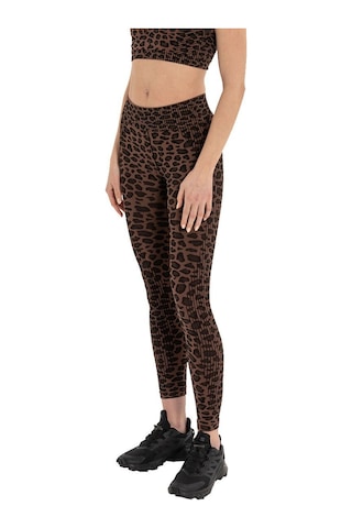 Inguz Leopar Desen Seamless Toparlayıcı Tayt Kahverengi - Siyah