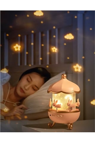 River World Yansıma Yapan Işıl Işık Projektör Atlıkarınca Şeklinde Dönen Tavşan Modelli Çok Renkli