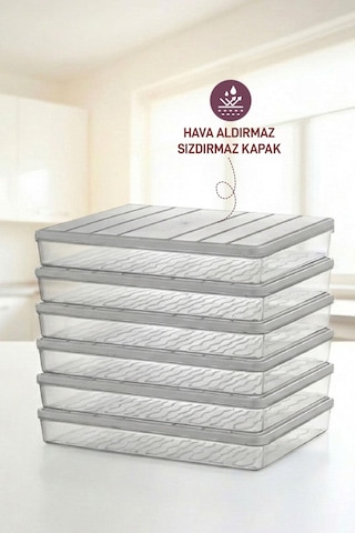 Selka Home 6 Adet 2,5 Lt. Nora Organizer Buzdolabı Buzluk Düzenleyici Saklama Kabı