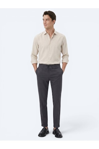 Kip Koyu Gri Düz Regular Fit Uzun Dokuma Casual Pamuk Karışımlı Gömlek