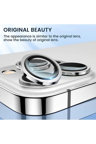 Iphone 14 Pro / 14 Pro Max Uyumlu Kamera Lens Koruyucu Gümüş
