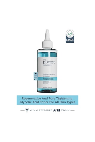 The Purest Solutions, Gözenek Ve Siyah Nokta Görünümünü Azaltmaya Yardımcı Arındırıcı Tonik,%5 Glikolik Asit, Aha, Bha, 200 Ml Sku: Smg8690010386205