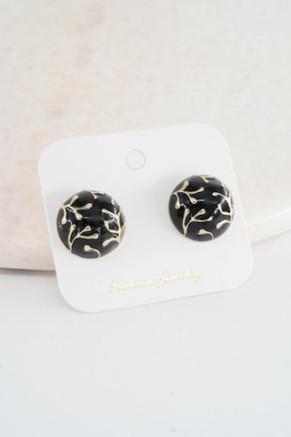 Kadın Vip Seri Oval Model Mineli Küpe Seti - Siyah