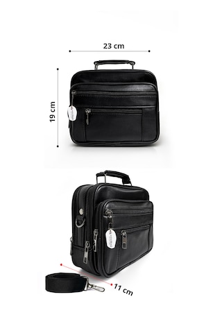 Westbag Erkek Siyah Yatay Model Çelik Kasalı Hakiki Deri El Ve Omuz Çantası Büyük Boy