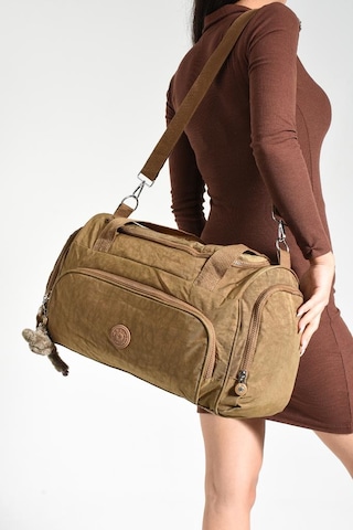 Unisex Kabin Boy Çapraz Askılı Omuz Çantası Seyehat Spor Çantası Hafif Klinkır Kumaş 40 25 Cm Taba