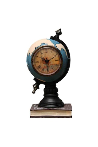 Dekoratif Antik Dünya Küre Masa Saati Nostalji Masaüstü Saat