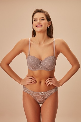 Suwen Lacy Yarı Destekli Straplez Sütyen Sw8371100 Vizon