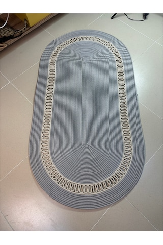 Mavaux Lotus Jüt Hasırlı El Örgüsü Kilim Gri - Krem
