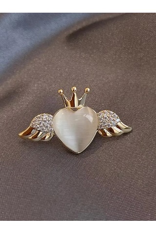 Olfil Broş-mini Kalp Melekler Kraliyet Tarzı 183689974 Sıcak Bej