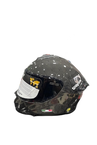 Sway Sw 861 Carbon Snake Gloss Full Face Kask  Siyah