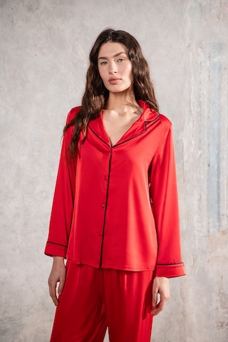 Amour Kırmızı Uzun Saten Pijama Takımı