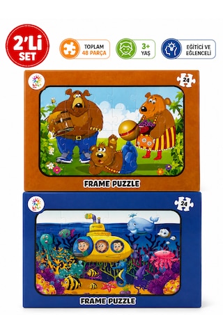 2 Li Frame Puzzle Seti Ayı Ailesi Ve Denizaltı Macerası 1