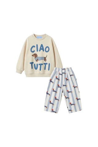 Laciel Prs Köpek Desenli Sweatshirt Bej Bej
