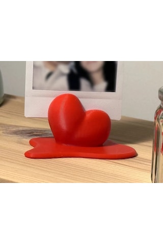 3d Baskı Eriyen Kalp Fotoğraf Tutucu Anlık Fotoğraf Standı Kalp Formlu Masaüstü Fotoğraf Tutacağı Kırmızı
