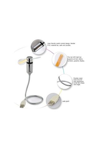Gerçek Zamanlı Saat Ve Sıcaklık Ekranlı Küçük Usb Fanı, Kişisel Usb Led Saat Fanı