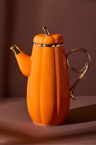 Balkabak Kapaklı Porselen 1550 Ml Porselen Yağlık Turuncu Turuncu