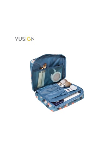 Vusign Vusıgn Kozmetik Saklama Çantası Seyahat Makyaj Üstten Açılır Organizer Çanta 21x8x18 Cm Mavi