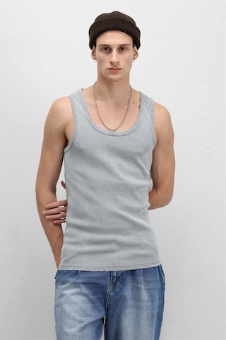 Vamos Yıkamalı Tank Top Kaşkorse Atlet Gri