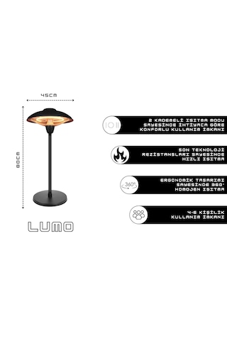 Lumo Ayaklı Lambader Isıtıcı 1500w İç Ve Dış Mekan