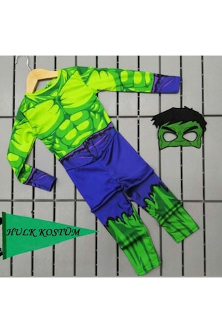 Zeki Karga Maskeli 9-10 Yaş Hulk Çocuk Kostümü Renkli