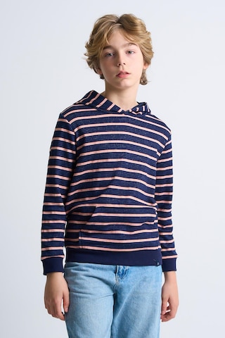 Alexandergardi Alexandergardı Kanguru Cepli Kapüşonlu Çizgili Çocuk Sweatshirt Lacivert