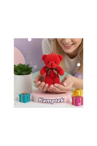 Peluş Tasarım Anahtarlık Aksesuar Ayıcık Hediyelik Anahtarlık Kırmızı Kırmızı