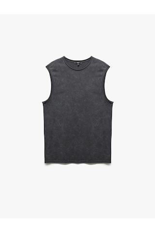 Koton Bisiklet Yaka Yıkamalı Pamuklu Kolsuz Tişört Antrasit 5sam30014mk Antrasit
