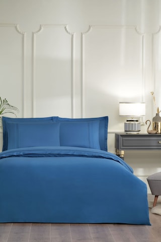 Özdilek Sadem Organik Soft Line King Size Saten Nevresim Takımı Indigo