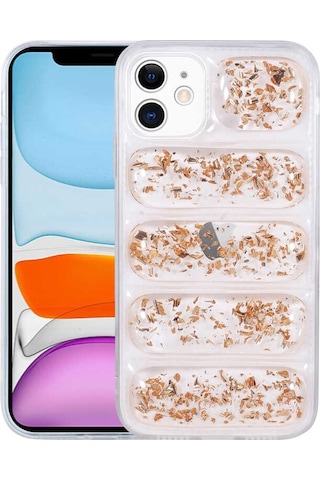 Apple Uyumlu iPhone 11 Kamera Korumalı Simli Airbag'li Zore Dalga Kapak