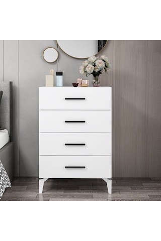 Kale Ayaklı Şifonyer 4ç - Beyaz