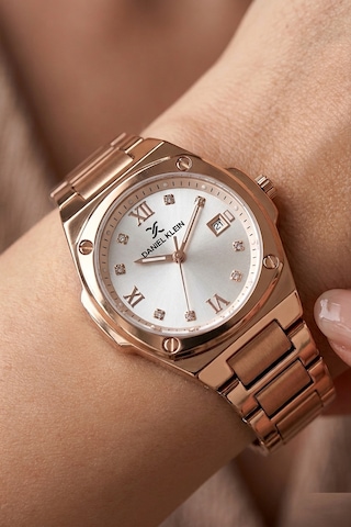 Daniel Klein Dke.1.13947.7 Modern Oval Kare Kasa Takvimli Çelik Kordonlu Kadın Kol Saati Rose Gold