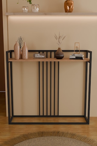 Nova Metal Dresuar Boru Detaylı Dekoratif Konsol Dresuar Çam