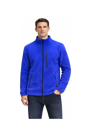 Mekaizen Unisex Polar Ceket Fermuarlı, 3 Cepli Ve Sıcak Tutar Mavi