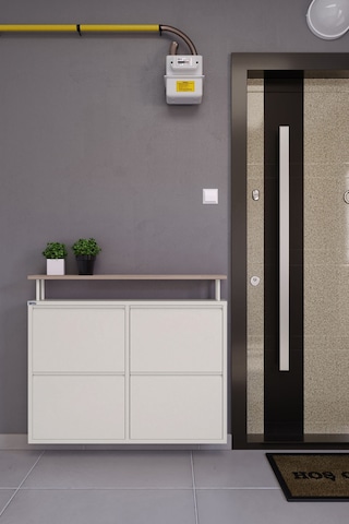 Ceha Tablalı 4'lü Metal Ayakkabılık - Beyaz K.AYK-2.4/T/P 9010