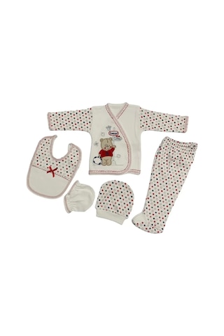 Pekminibebe O Bebe 5li Hastane Çıkışı Yeni Doğan Zıbın Set Çantalı Ayı Kırmızı Adet