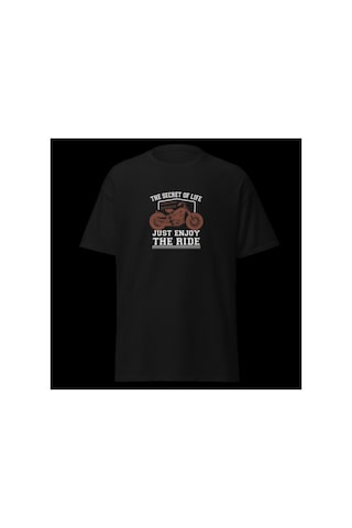 Wildstyle Just Enjoy The Ride Motosiklet Vintage Özgürlük Baskılı Unisex Bisiklet Yaka Pamuklu Tişört - Siyah