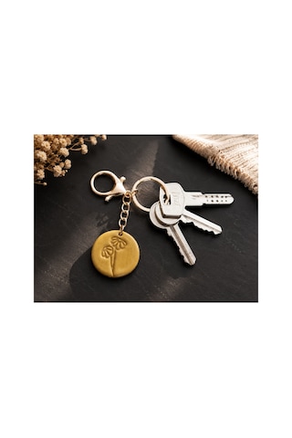 Handmade Polimer Kil Çiçek Gold Anahtarlık El Emeği Dekoratif Anahtarlık