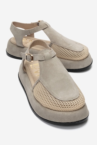 Luvi Shoes Lurelıa Bej Süet Hakiki Deri Fileli Kadın Sandalet