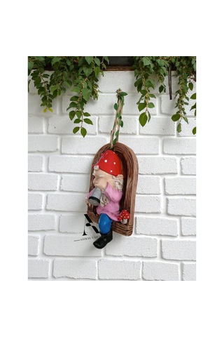 1 Adet Dekoratif Duvar Ve Bahçe Süsü Dürbünlü Cüce Kırmızı Şapka